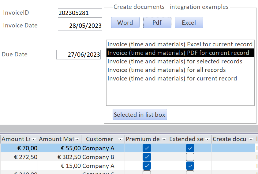 The Demo database shows several integration techniques in action